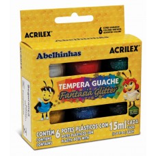 Tempera gouache cu sclipici 6*15ml